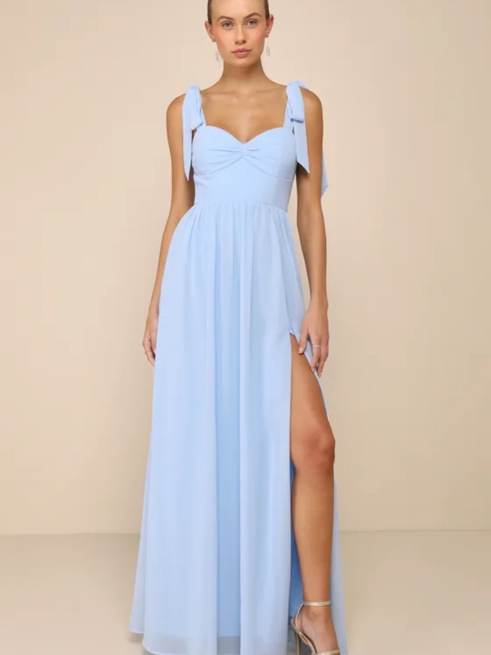 Lulu's Sky Blue Tie-Strap Maxi Dress